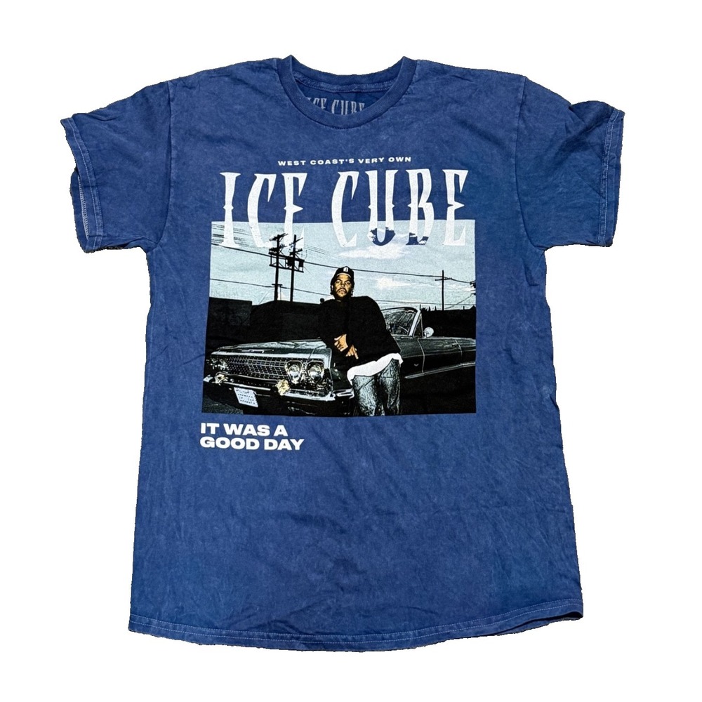 NWOT Ice Cube Unisex It Was A Good Day Graphic T-Shirt Blue Size M Rapper Music
